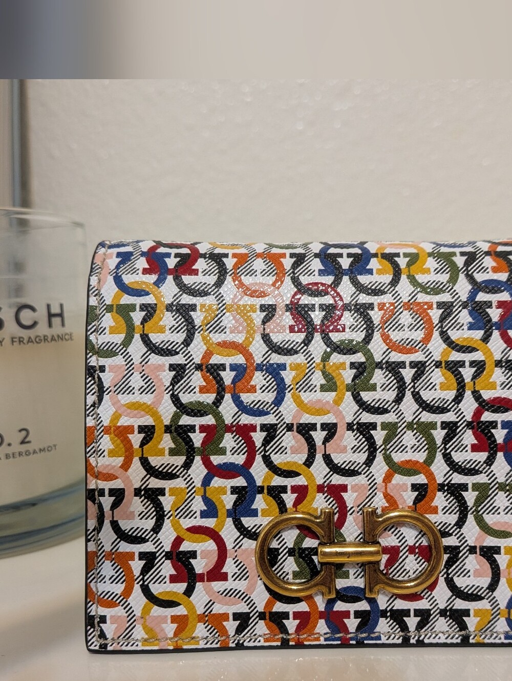 Ferragamo Compact Wallet Multi And Antique Gold - Picture 2 of 9